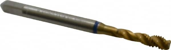 Spiral Flute Tap: #8-32, UNC, 3 Flute, Modified Bottoming, 2B Class of Fit, Powdered Metal, TiN Finish MPN:9039100041660