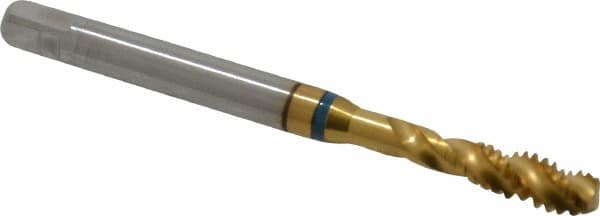 Spiral Flute Tap: #10-24, UNC, 3 Flute, Modified Bottoming, 2B Class of Fit, Powdered Metal, TiN Finish MPN:9039100048260