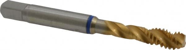 Spiral Flute Tap: 1/4-20, UNC, 3 Flute, Modified Bottoming, 2B Class of Fit, Powdered Metal, TiN Finish MPN:9039100063500