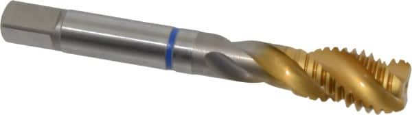 Spiral Flute Tap: 1/2-13, UNC, 3 Flute, Modified Bottoming, 2B Class of Fit, Powdered Metal, TiN Finish MPN:9039100127000