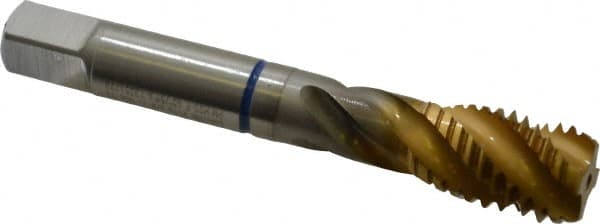 Spiral Flute Tap: 5/8-11, UNC, 4 Flute, Modified Bottoming, 2B Class of Fit, Powdered Metal, TiN Finish MPN:9039100158750