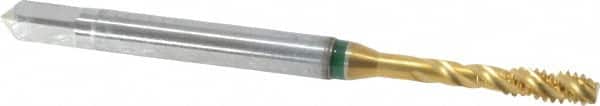 Spiral Flute Tap: #4-40, UNC, 3 Flute, Modified Bottoming, 2B Class of Fit, Cobalt, TiN Finish MPN:9039220028450