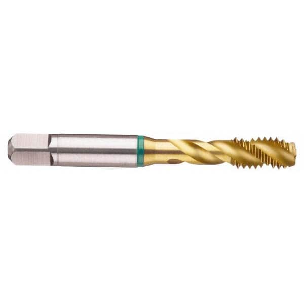 Spiral Flute Tap:  UNC,  3 Flute,  Bottoming,  2B Class of Fit,  Cobalt,  TiN Finish MPN:9039770054860