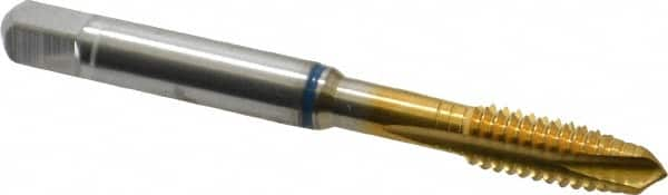 Spiral Point Tap: 1/4-20 UNC, 3 Flutes, Plug Chamfer, 2B Class of Fit, High-Speed Steel-E-PM, TiN Coated MPN:9039070063500