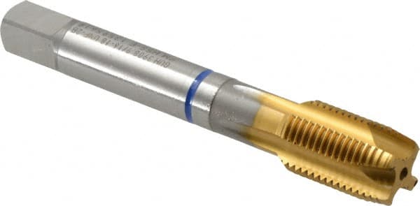 Spiral Point Tap: 9/16-18, UNF, 4 Flutes, Plug, 2B, Powdered Metal, TiN Finish MPN:9039080142880