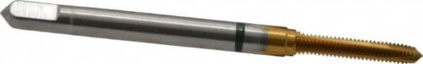 Spiral Point Tap: #3-56, UNF, 3 Flutes, Plug, 2B, Cobalt, TiN Finish MPN:9039170025150