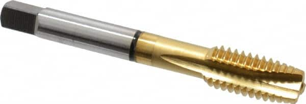 Spiral Point Tap: 7/16-14 UNC, 3 Flutes, Plug Chamfer, 2B Class of Fit, High-Speed Steel-E, TiN Coated MPN:9039280111130