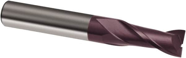 Square End Mill: 3/32'' Dia, 1/4'' LOC, 1/8'' Shank Dia, 1-1/2'' OAL, 2 Flutes, Solid Carbide MPN:9031480023800