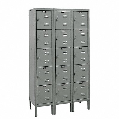 G3800 Box Locker Louvered 3 Wide 5 Tier Gray MPN:U3256-5A-HG