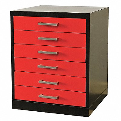 Drawer Pedestal 24 x 24 x 32H Black/Red MPN:FKWP4432-6D-BR-HT