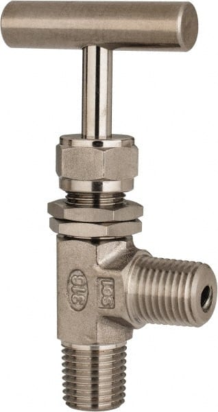 Needle Valve: Round Knob Handle, Angled, 1/4