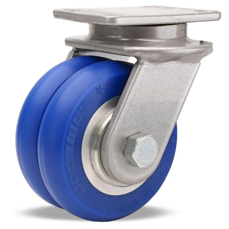 Swivel Top Plate Caster: Polyurethane on Aluminum, 3-1/2