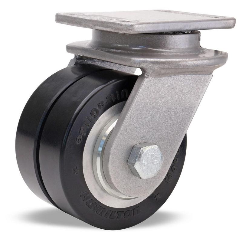 Swivel Top Plate Caster: Polyurethane on Aluminum, 3-1/2