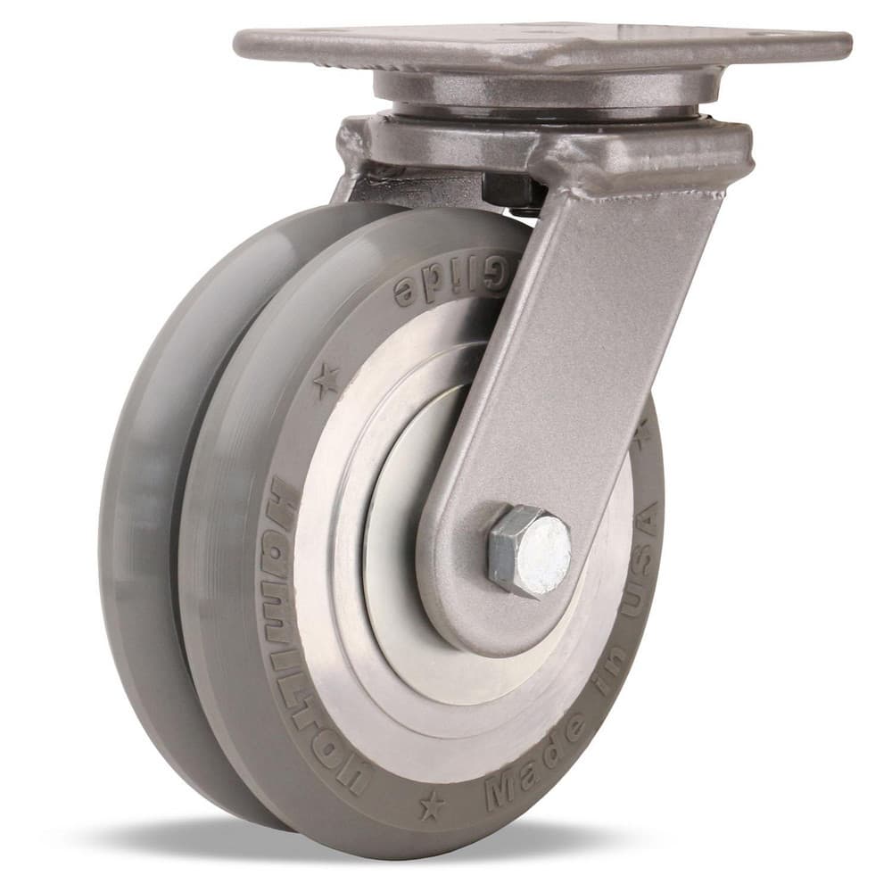 Swivel Top Plate Caster: Polyurethane on Aluminum, 4