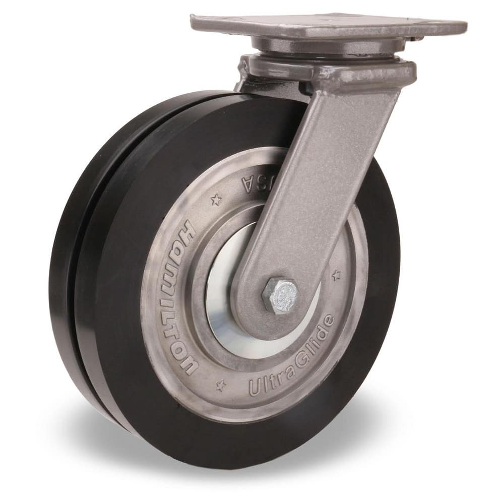 Swivel Top Plate Caster: Polyurethane on Aluminum, 8