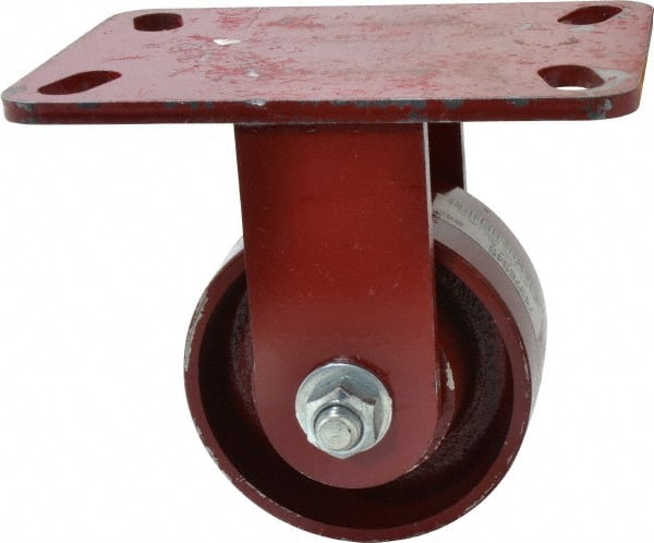 Rigid Top Plate Caster: Cast Iron, 4