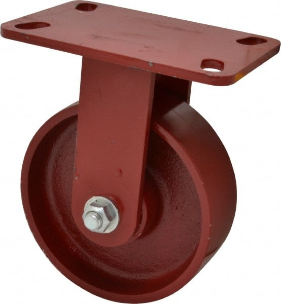 Rigid Top Plate Caster: Cast Iron, 6