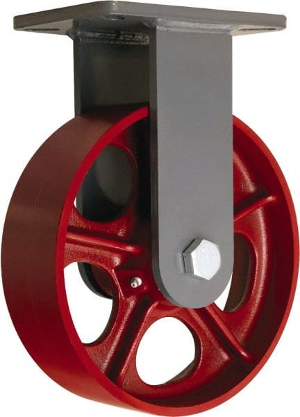 Rigid Top Plate Caster: Cast Iron, 10