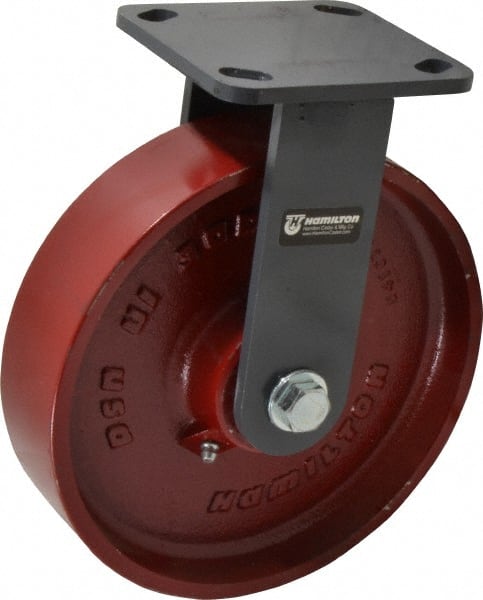 Rigid Top Plate Caster: Cast Iron, 8