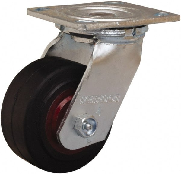 Swivel Top Plate Caster: Rubber Mold on Cast Iron, 4