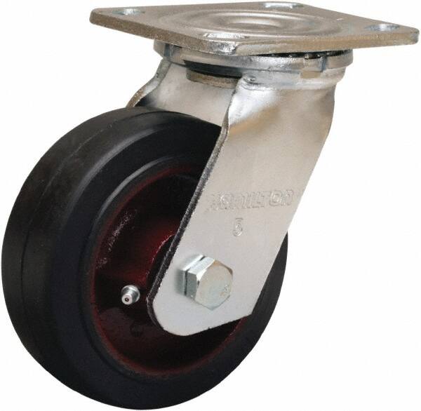 Swivel Top Plate Caster: Rubber Mold on Cast Iron, 5