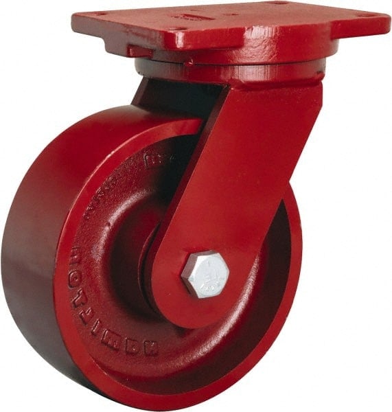 Swivel Top Plate Caster: Cast Iron, 8