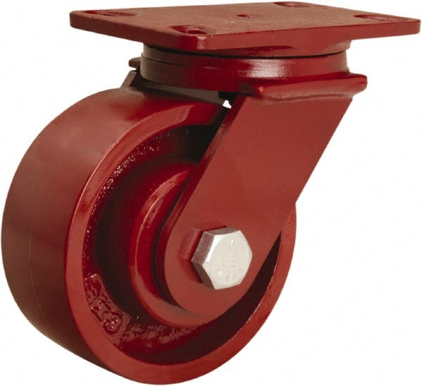 Swivel Top Plate Caster: Cast Iron, 6