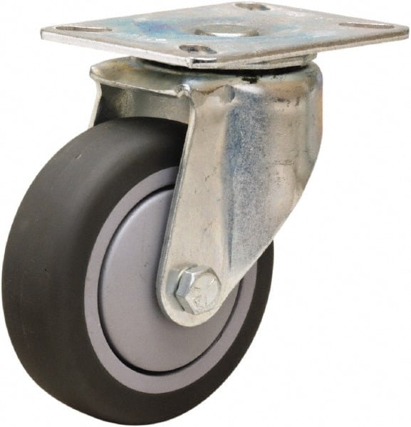 Swivel Top Plate Caster: Rubber Mold on Polyolefin, 4