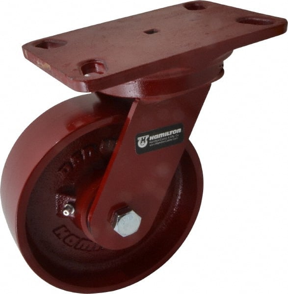 Swivel Top Plate Caster: Cast Iron, 6