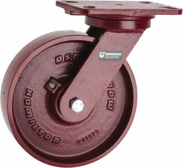 Swivel Top Plate Caster: Cast Iron, 8