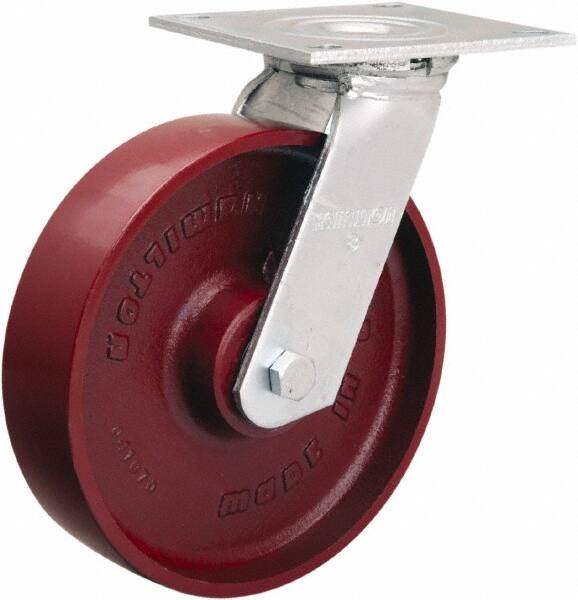 Swivel Top Plate Caster: Cast Iron, 8