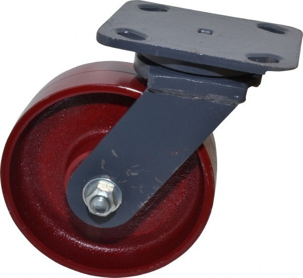 Swivel Top Plate Caster: Cast Iron, 6