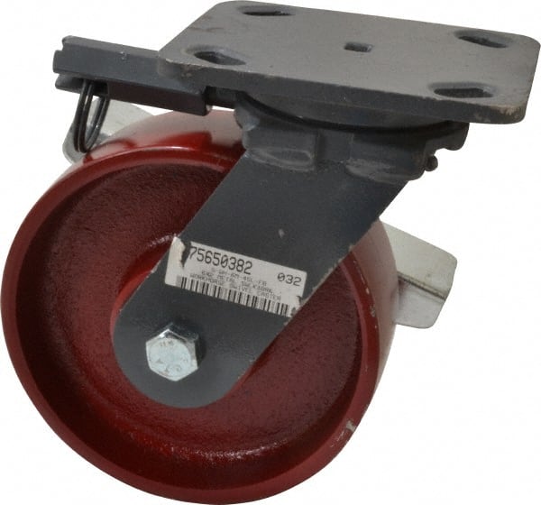 Swivel Top Plate Caster: Cast Iron, 6