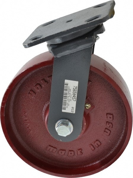 Swivel Top Plate Caster: Cast Iron, 8