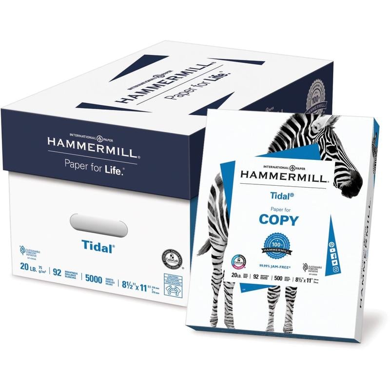 Hammermill Tidal Multi-Use Printer & Copy Paper, 10 Reams, White, Letter (8.5in x 11in), 5000 Sheets Per Case, 20 Lb, 92 Brightness MPN:HAM162008