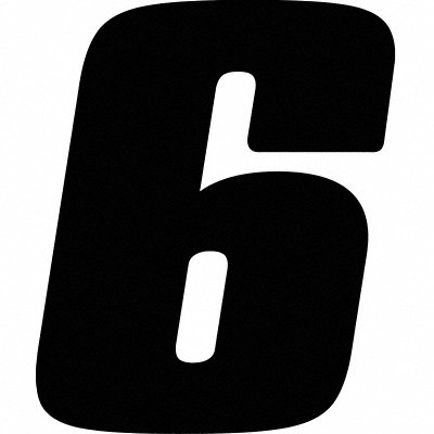 Number Label Blk Vinyl 4in. H No 6 PK12 MPN:DB412B-6