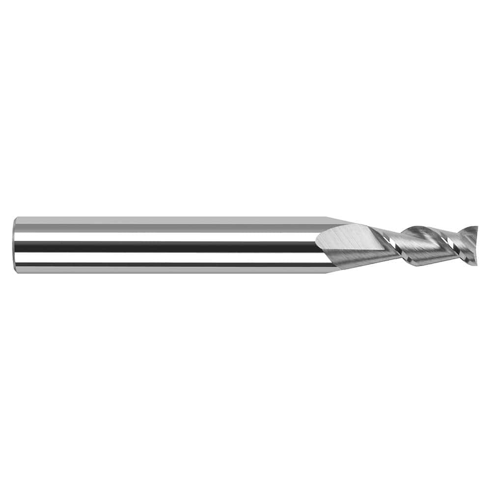 Square End Mill: 0.07'' Dia, 0.21'' LOC, 1/8'' Shank Dia, 1-1/2'' OAL, 2 Flutes, Solid Carbide MPN:24170