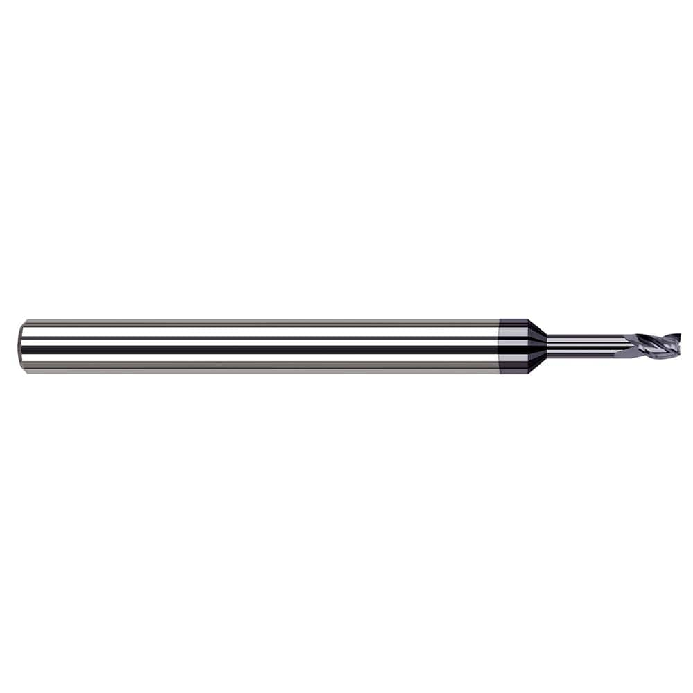 Square End Mill: 1/64'' Dia, 0.024'' LOC, 1/8'' Shank Dia, 2-1/2'' OAL, 3 Flutes, Solid Carbide MPN:33216-C3