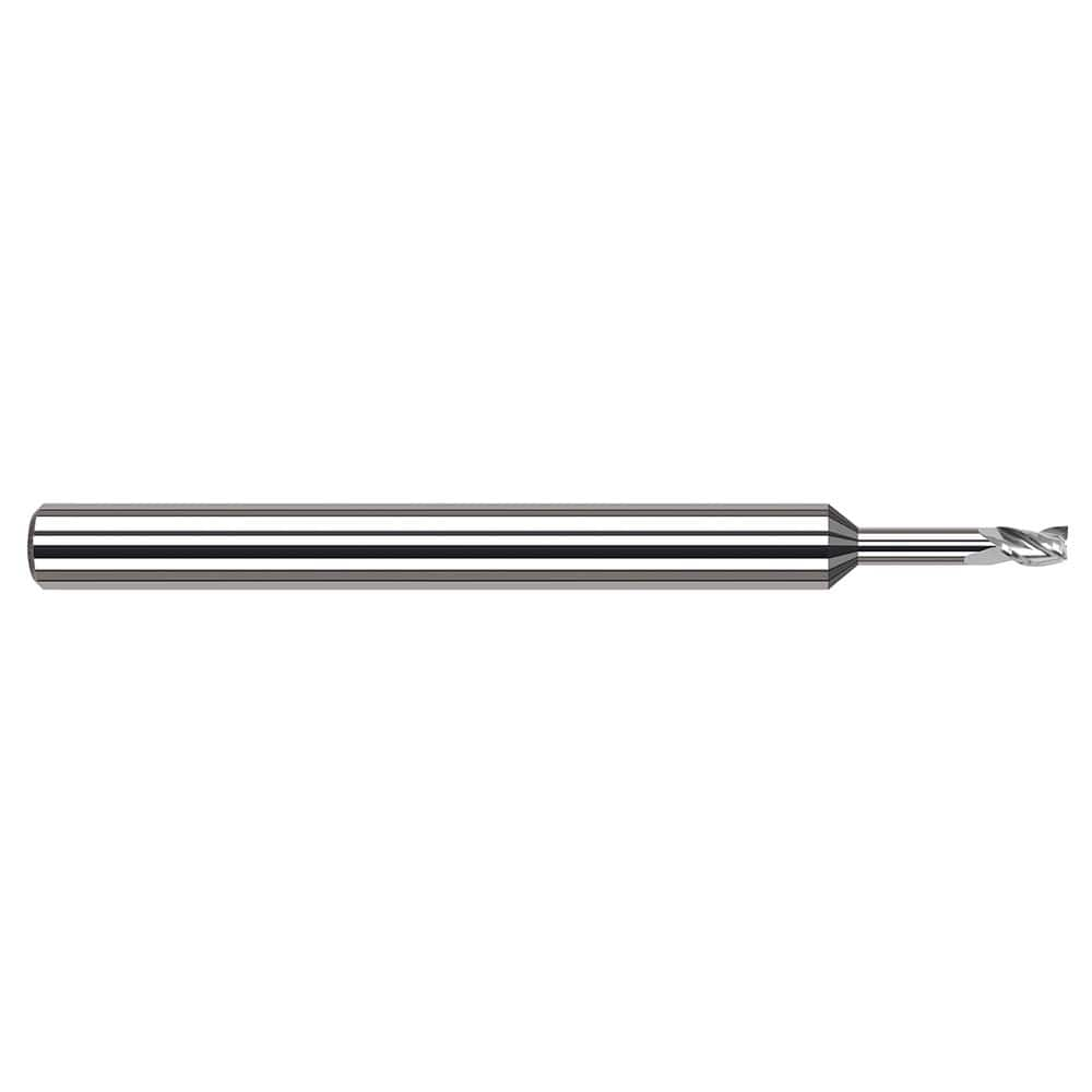 Square End Mill: 0.021'' Dia, 1/32'' LOC, 1/8'' Shank Dia, 2-1/2'' OAL, 3 Flutes, Solid Carbide MPN:33221