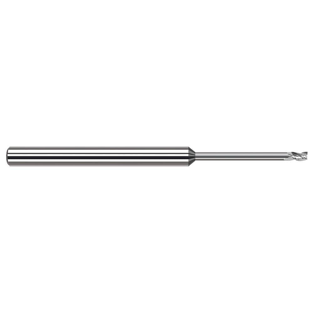 Square End Mill: 0.065'' Dia, 0.097'' LOC, 1/8'' Shank Dia, 2-1/2'' OAL, 3 Flutes, Solid Carbide MPN:35465