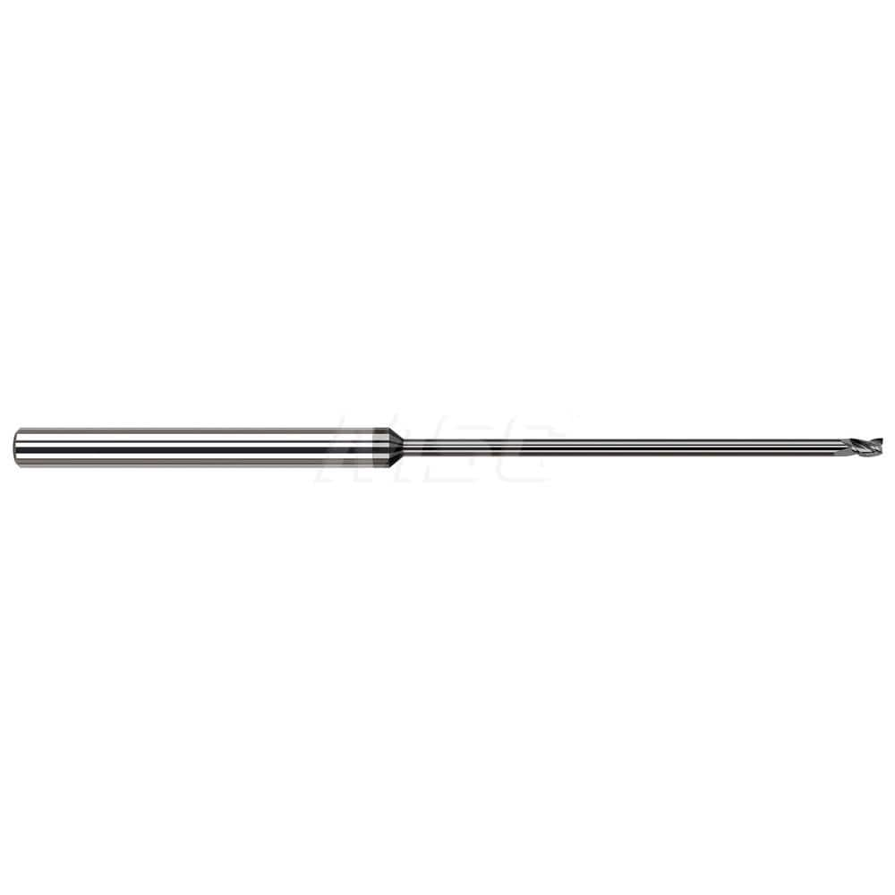 Square End Mill: 0.015'' Dia, 0.022'' LOC, 2.5'' OAL, 3 Flutes, Solid Carbide MPN:38015-C4