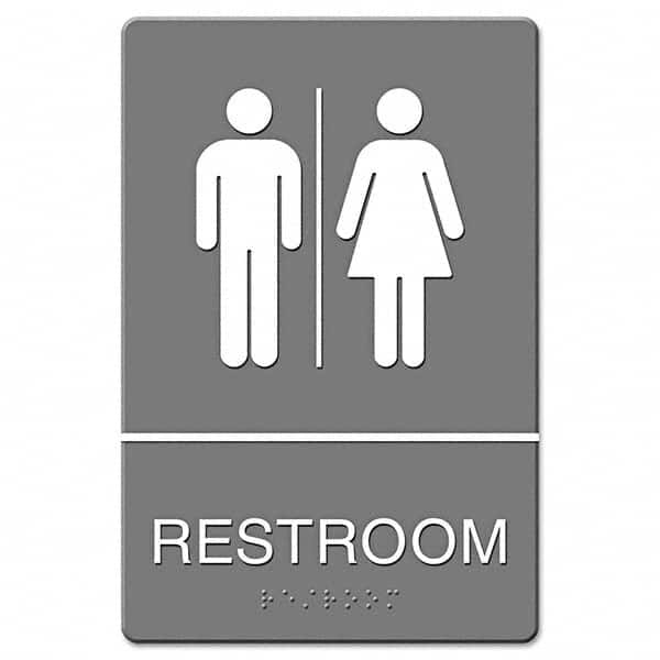 Architectural Signs, Type: Location Sign, ADA Location Markers, Sign Type: Location Sign, Legend: RESTROOMS, Message or Graphic: Message & Graphic MPN:USS4812