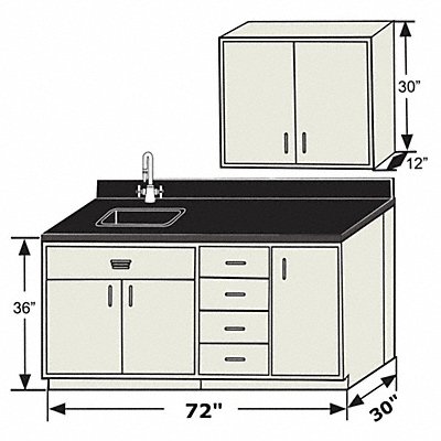 Base Cabinet 5 Doors/4 Drawers 72 W 30 D MPN:70423