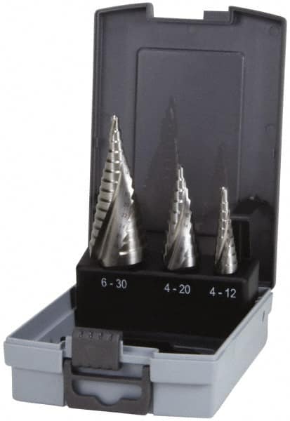 Drill Bit Set: Step Drill Bits, 3 Pc, 30