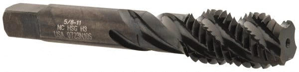 Spiral Flute Tap: 5/8-11, UNC, 4 Flute, Bottoming, 3B Class of Fit, High Speed Steel, Oxide Finish MPN:K033031AS