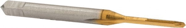 Spiral Point Tap: #0-80 UNF, 2 Flutes, Plug, 2B Class of Fit, High Speed Steel, TiN Coated MPN:K008007AS25