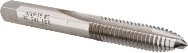 Spiral Point Tap: 5/16-18 UNC, 2 Flutes, Plug, High Speed Steel, Bright Finish MPN:K008389AS