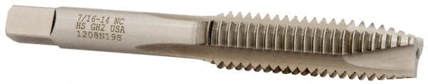 Spiral Point Tap: 7/16-14, UNC, 3 Flutes, Plug, High Speed Steel, Bright Finish MPN:K008483AS