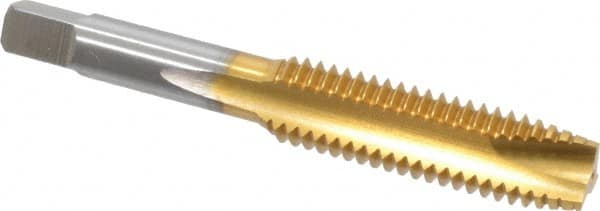 Spiral Point Tap: 1/2-13 UNC, 3 Flutes, Plug, 3B Class of Fit, High Speed Steel, TiN Coated MPN:K008516AS25