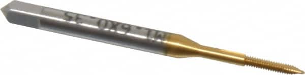 Spiral Point Tap: M1.6x0.35 Metric Coarse, 2 Flutes, Plug, 6H Class of Fit, High Speed Steel, TiN Coated MPN:K027703AS25